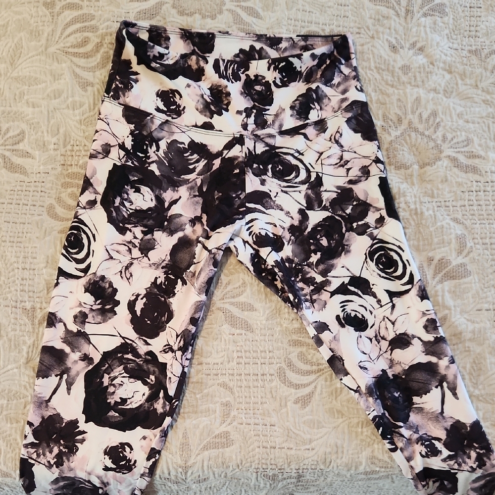 Balance Collection Grey and Pink Floral Leggings